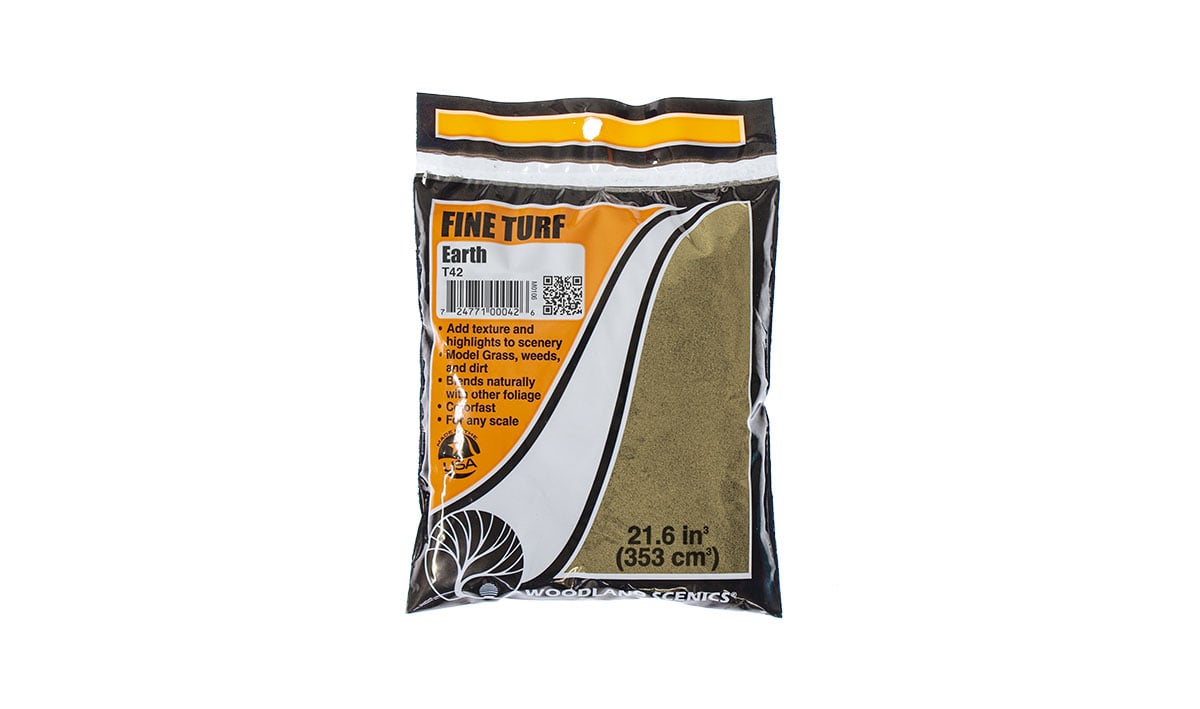 (WOODLAND SCENICS) EARTH FINE TURF (BAG) T42